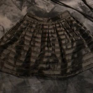 Black shiny fitted waist poofy skirt